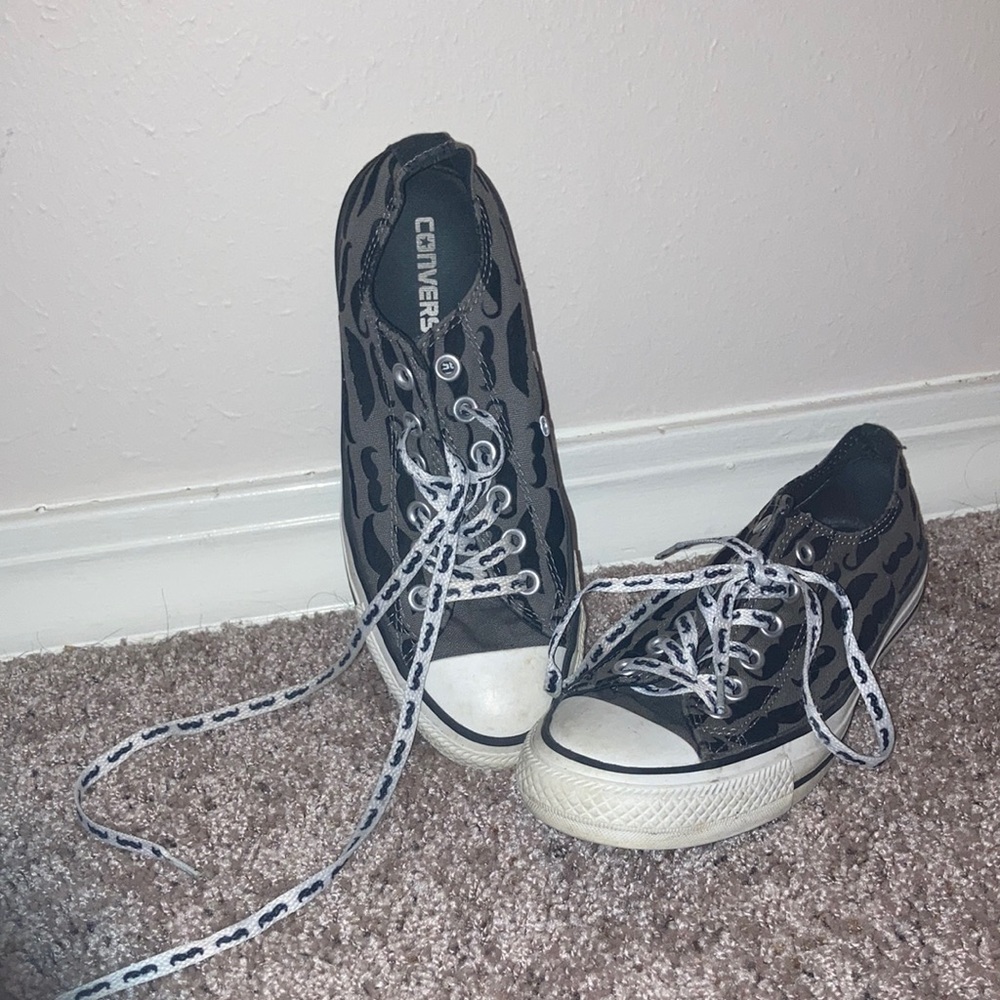 mustache low top converse